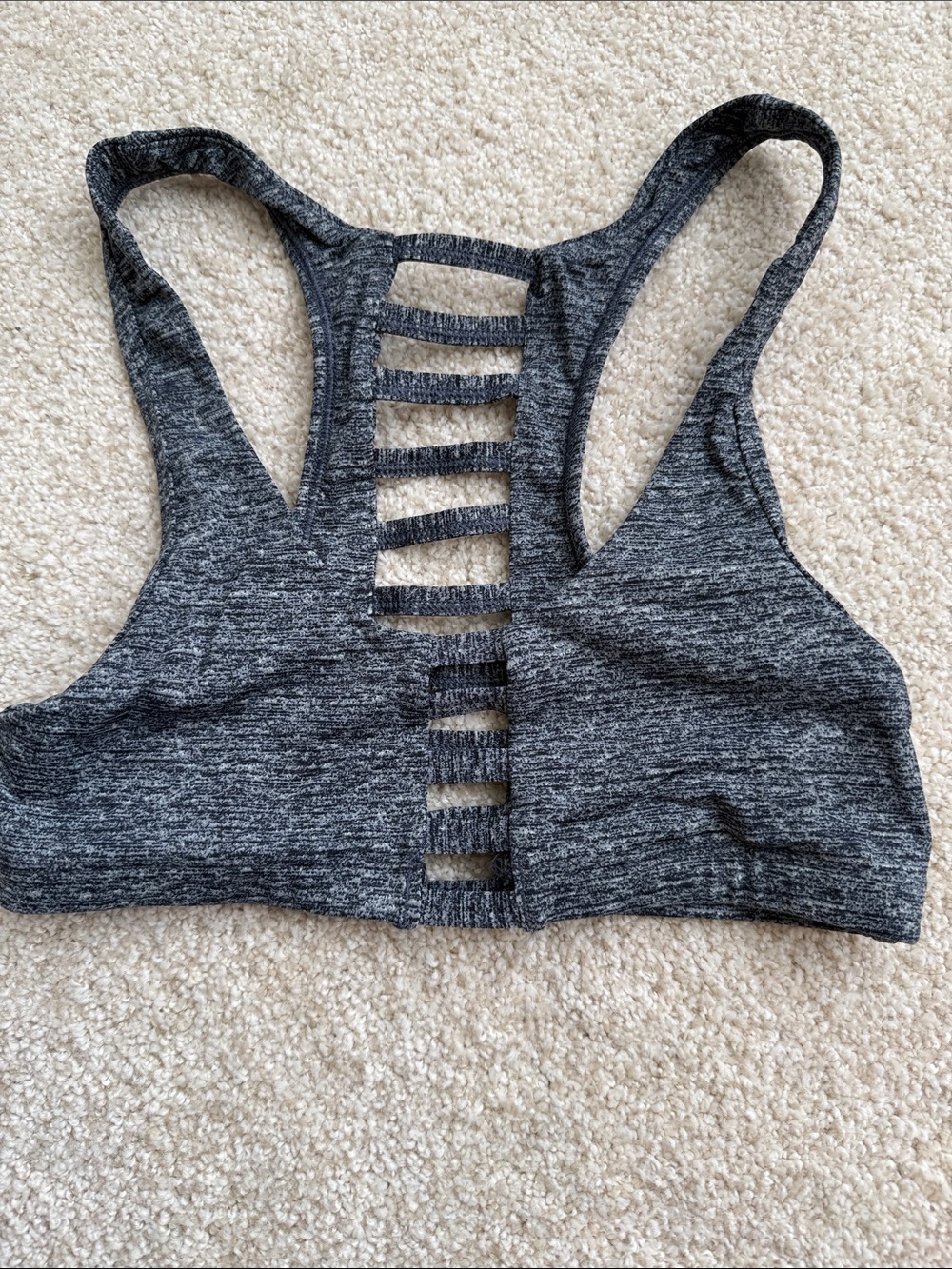 Victoria's Secret Heathered Charcoal Ladder-Back Sports Bra